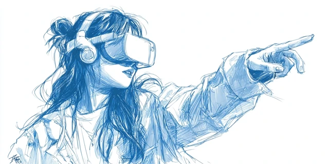 VR Concert Illustration: Chinese Girl Dancing in VR