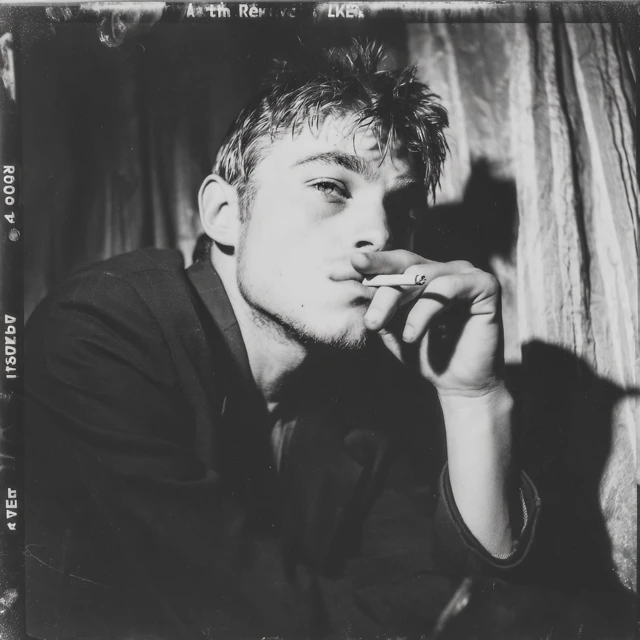 Gritty Black and White Film Photo of a Young Man