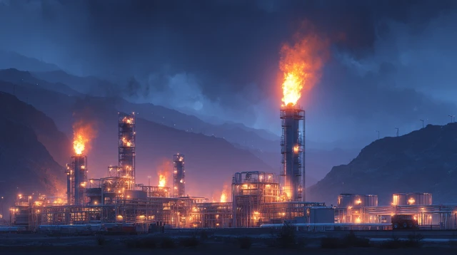 Gas Processing Facility at Night Khyber Pakhtunkhwa