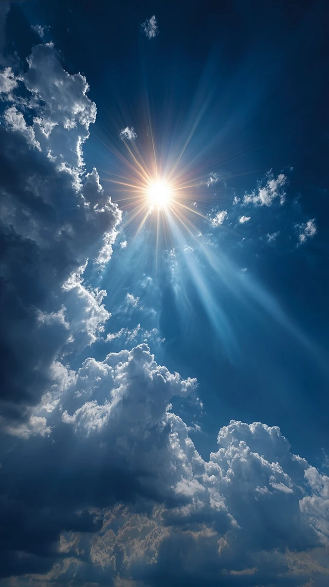Heavenly Sky with Radiant Sunburst HDR