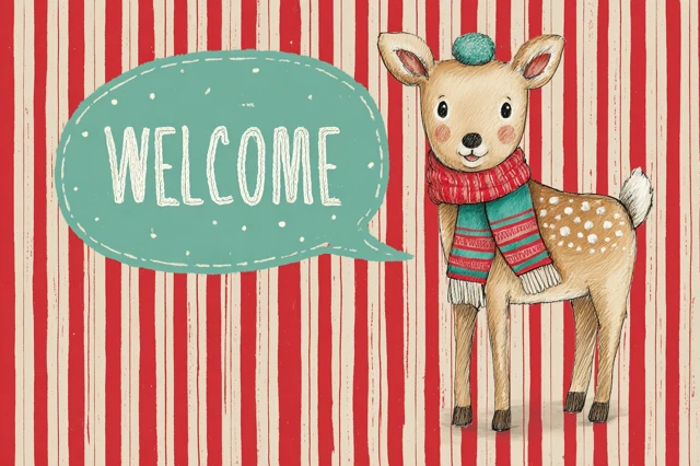 Christmas Deer Welcome Festive Illustration
