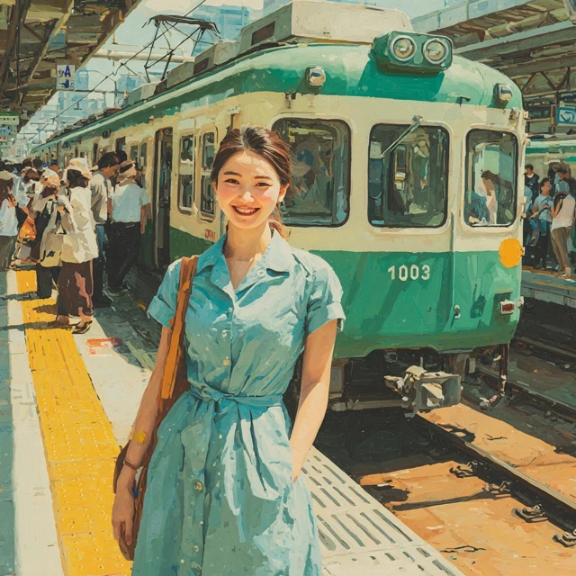 Smiling Korean Woman at Dangsan Station Seoul