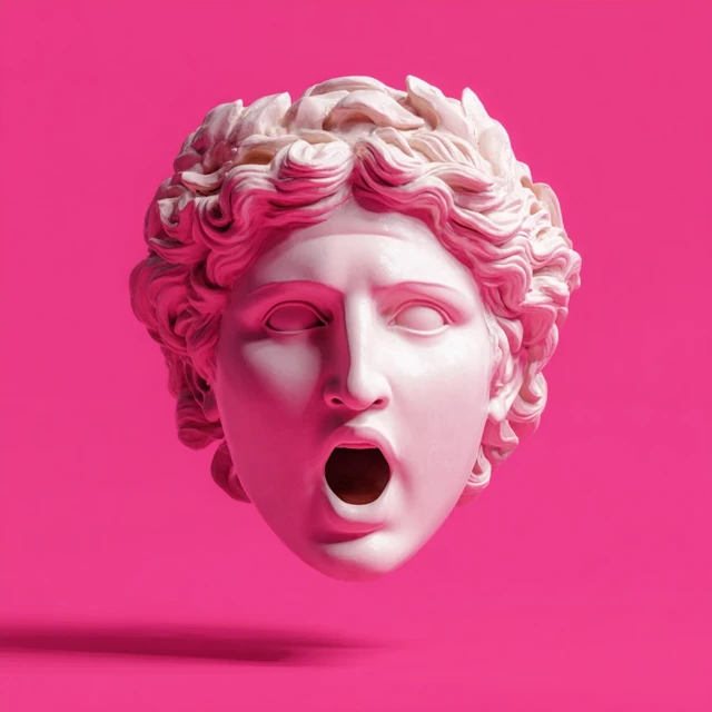 Aphrodite Statue Head Bright Pink Aesthetic Art