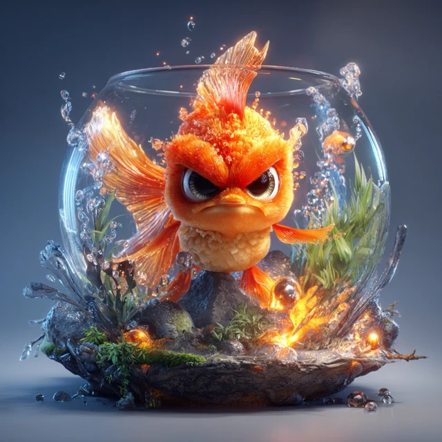 Cute 3D Goldfish with a Judgey Face