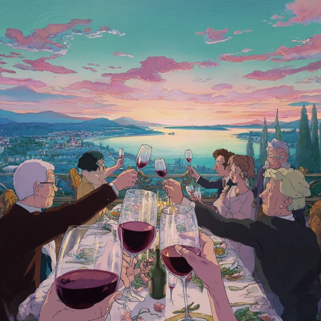 Wine Party Celebration Anime Art