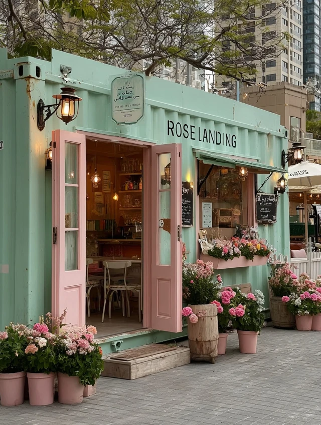 Rose Landing Cafe Abu Dhabi Pastel Pink and Green