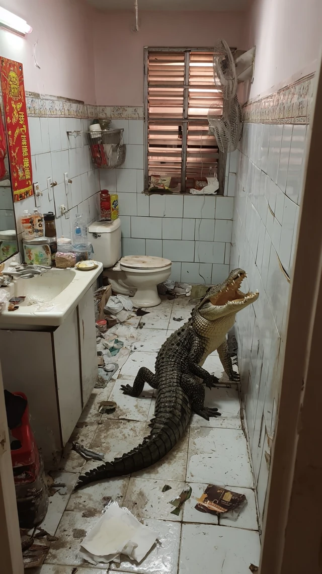 Crocodile in the Bathroom A Real Life Unexpected Visitor