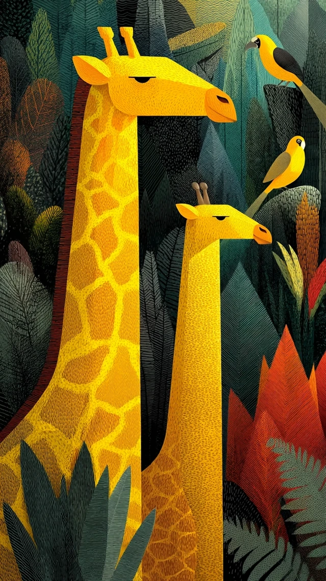 Giraffes by Josh Agle: Unique 4K Art