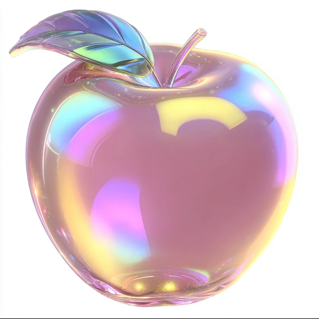 Pink Glass Apple 3D Render Anime Style