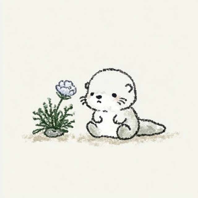 Kawaii Otter Illustration Pastel Colors
