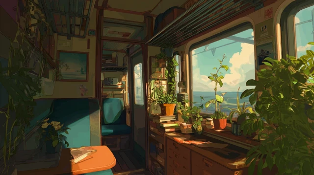 Cozy Train Interior Student Room Aesthetic