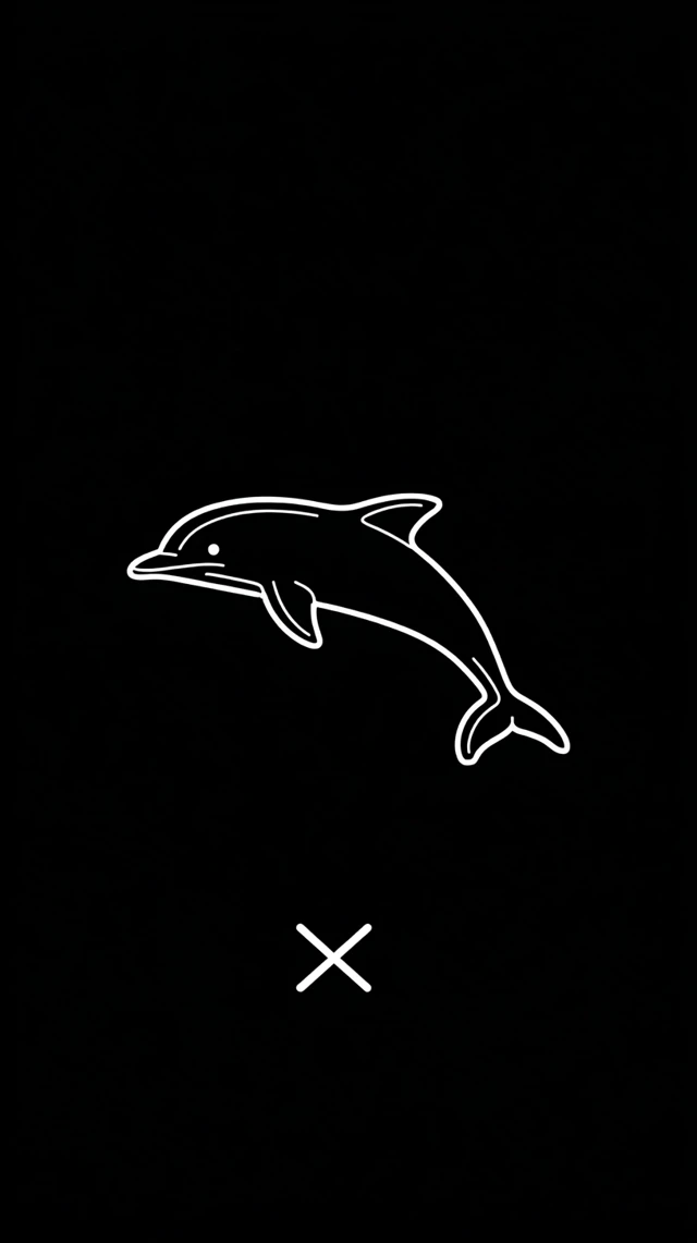 Dolphin Icon Black Background Illustration