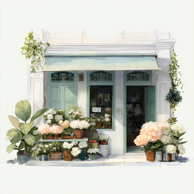 Penang Heritage Flower Shop Wedding Illustration