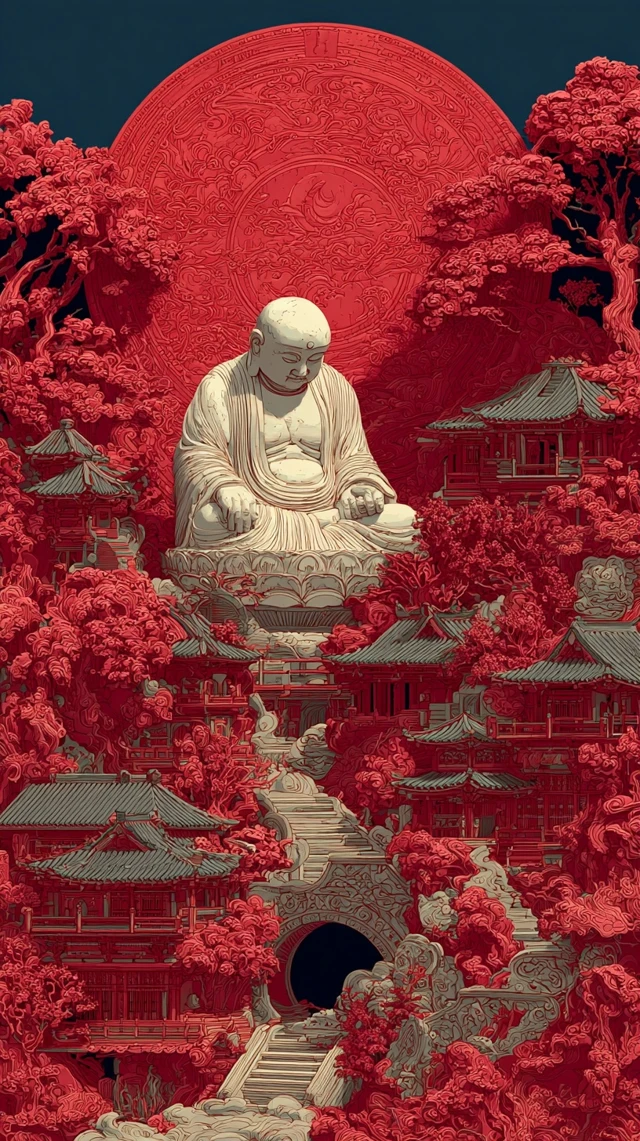 Buddha Statue in Chinese Style 3D Render