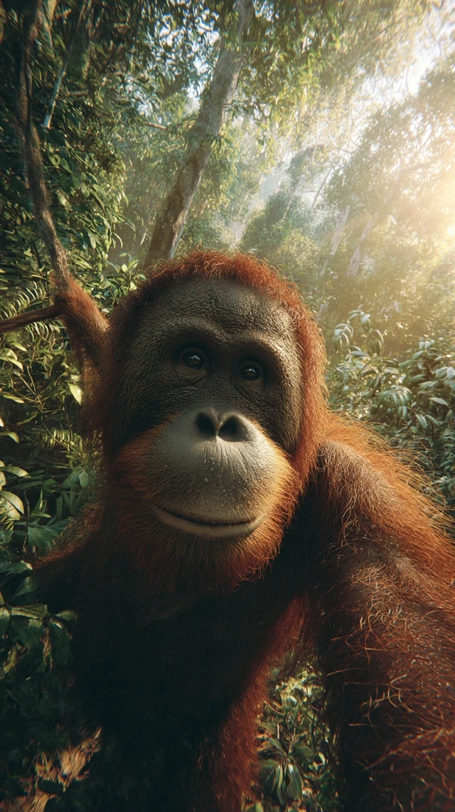 Orangutan Selfie in the Jungle A Curious Encounter