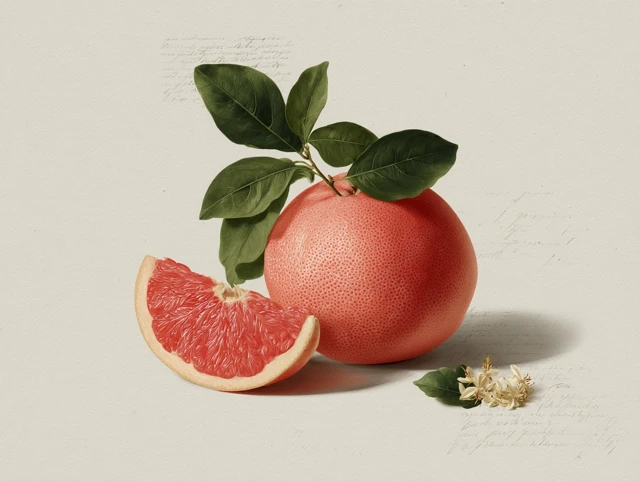 Grapefruit Botanical Illustration Inspired by Audubon