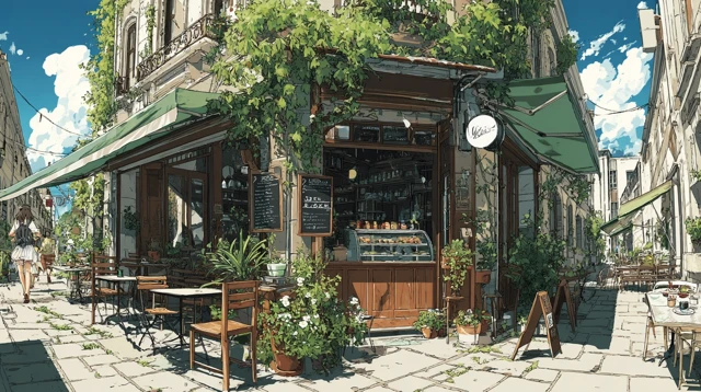 Anime Cafe in the City Summer Panoramic
