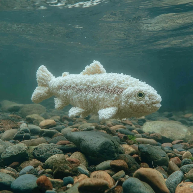 Cuddly Salmon Swimming Underwater