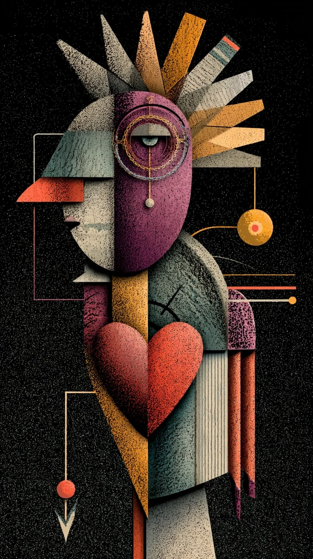 Heart Head Bauhaus Style Vector Design