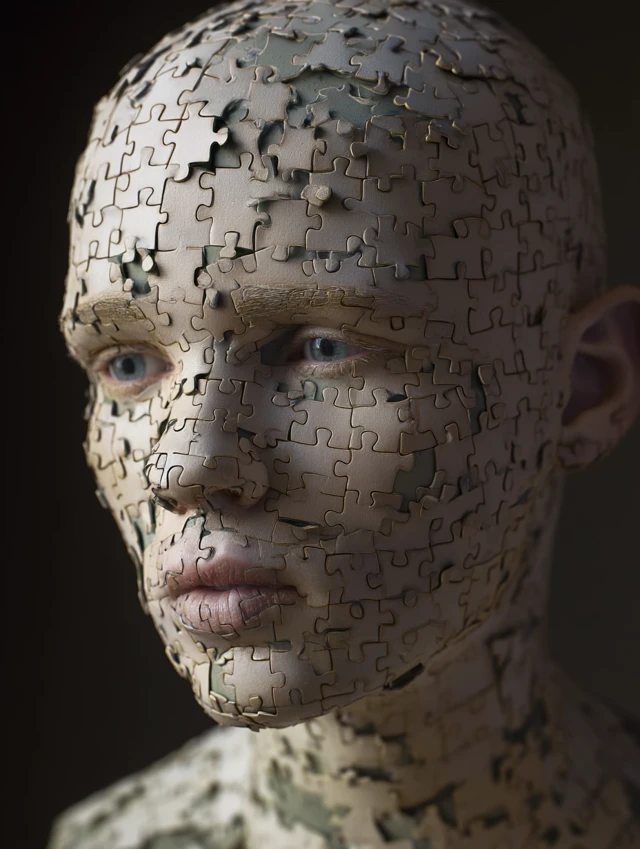 Hyperrealistic Puzzle Portrait Human Skin