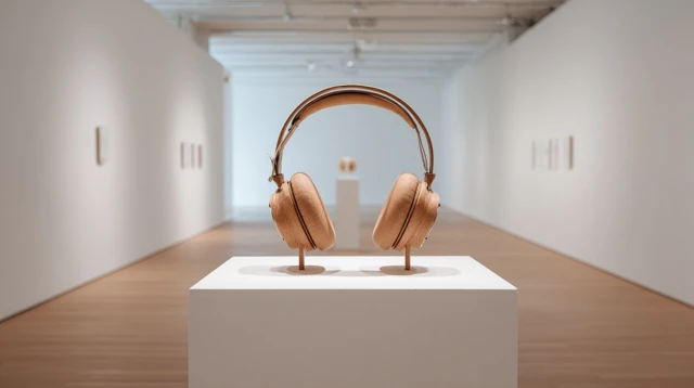 Wooden Headphones in Gallery Minimalist Design