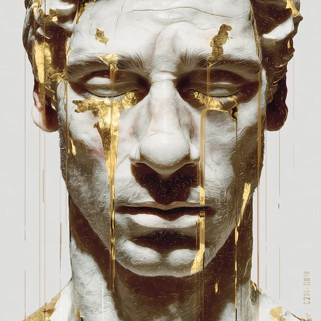 Marble Statue with Golden Tears Digital Art