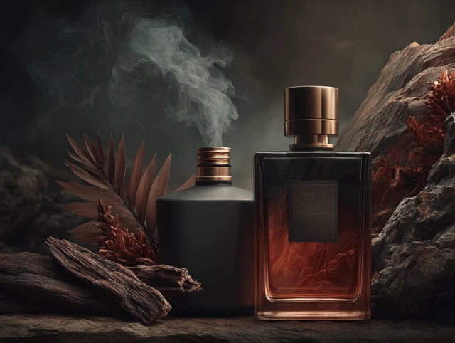Luxury Parfum Bottle Sandalwood Close Up