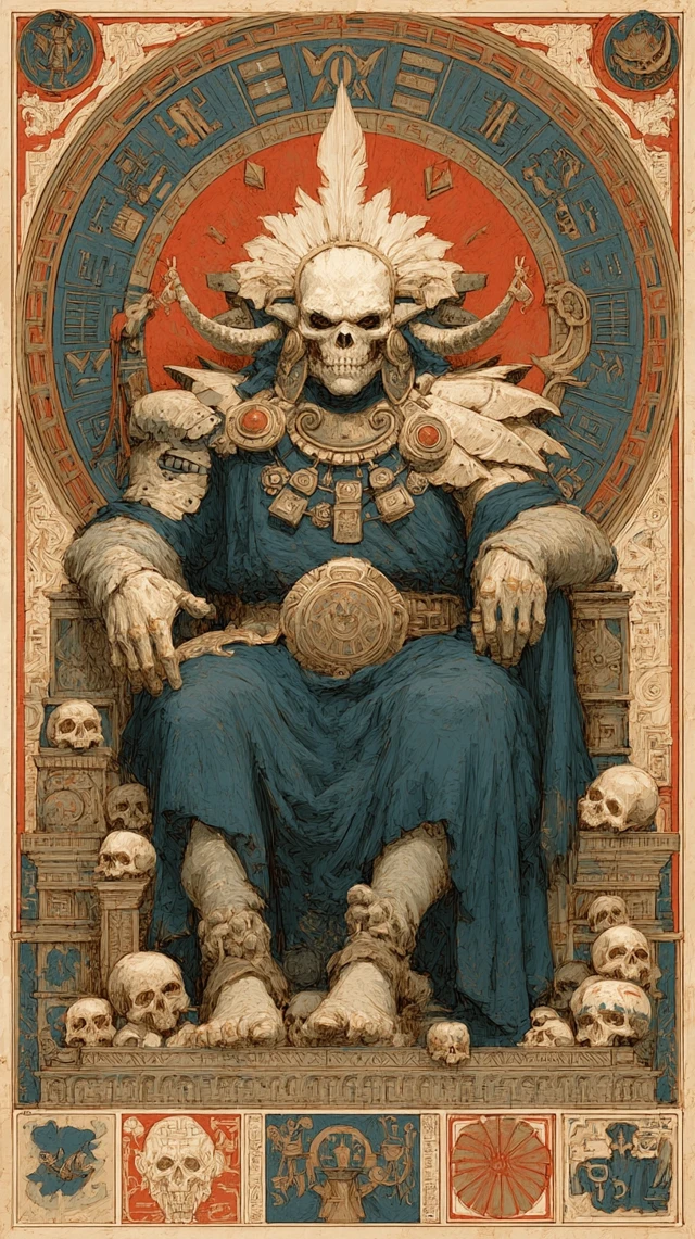 Aztec God of Death Mictlantecuhtli Tarot Card Art