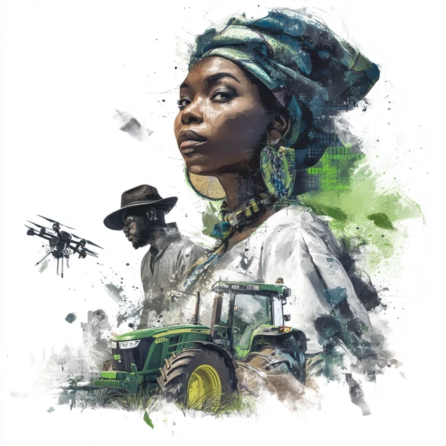 African Farmer Agritech Illustration