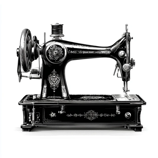 Vintage Sewing Machine Vector Illustration