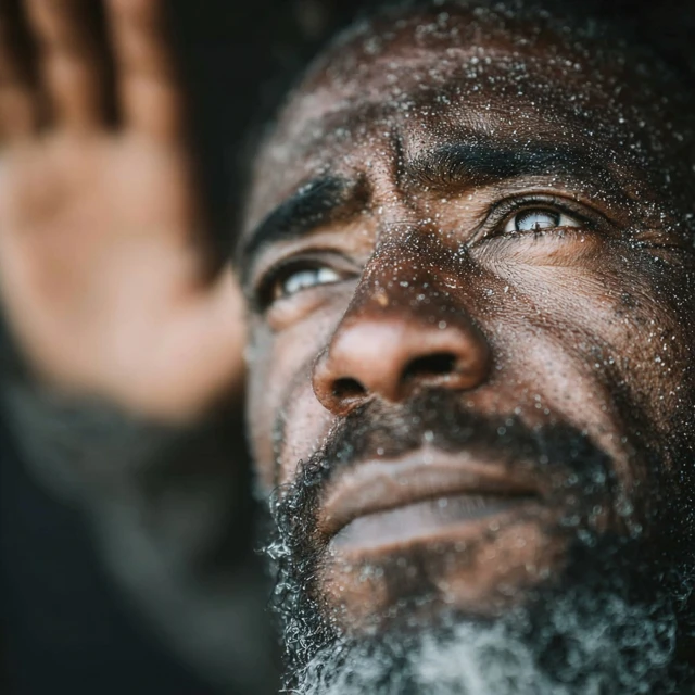 Man Waving Close Up Portrait Photography