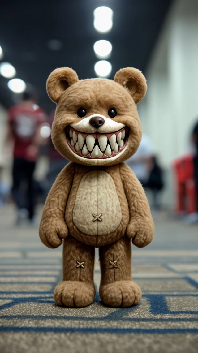 Evil Teddy Bear at Convention Creepy Plushie
