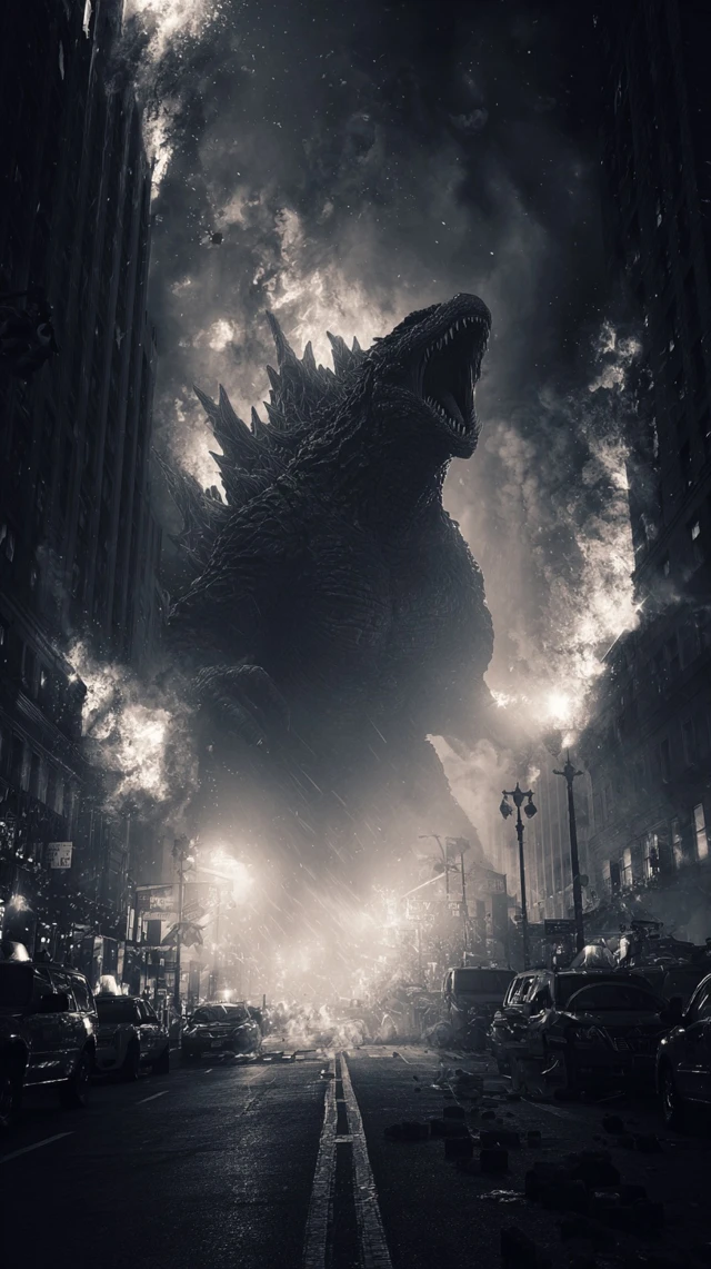 Monster Attacks City Destruction Scene Photography