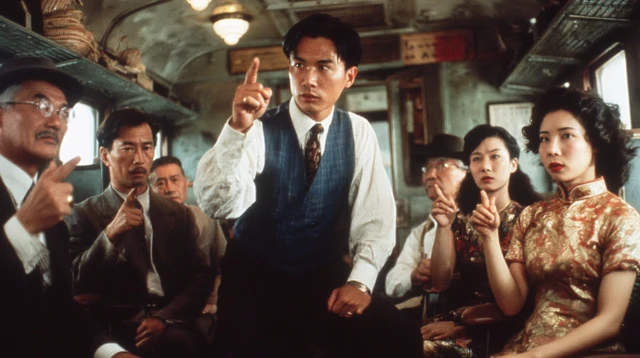 Train Scene Asian People Pointing