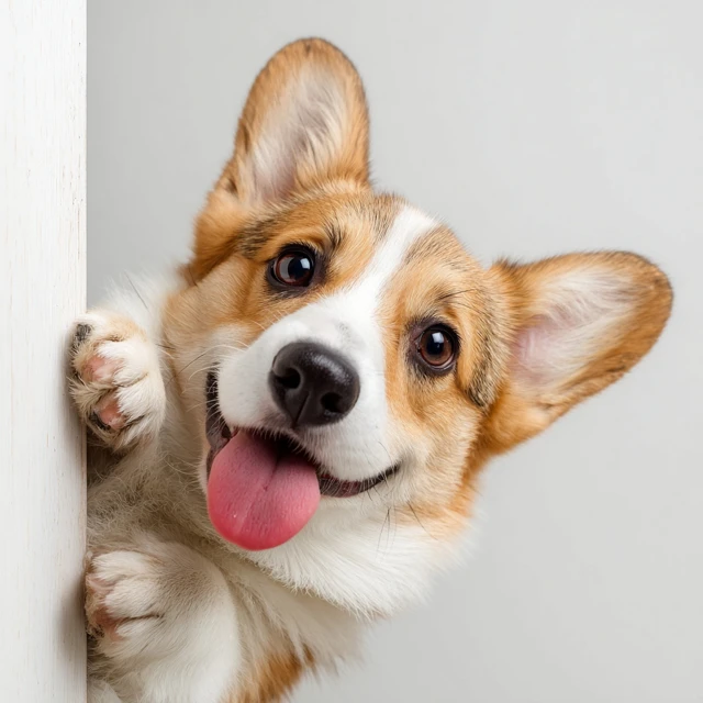 Cute Corgi Peeking with Tongue Out Photography