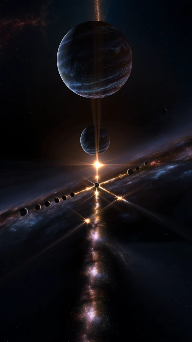 Cosmic Cross of Planets Space Wallpaper