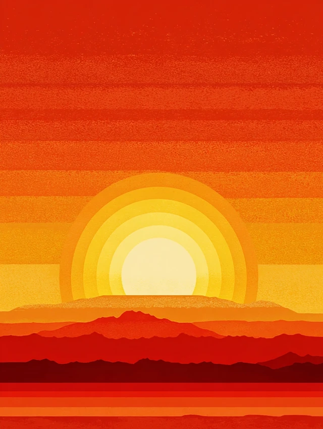Sunset Illustration Minimalism Colorful Fauvism