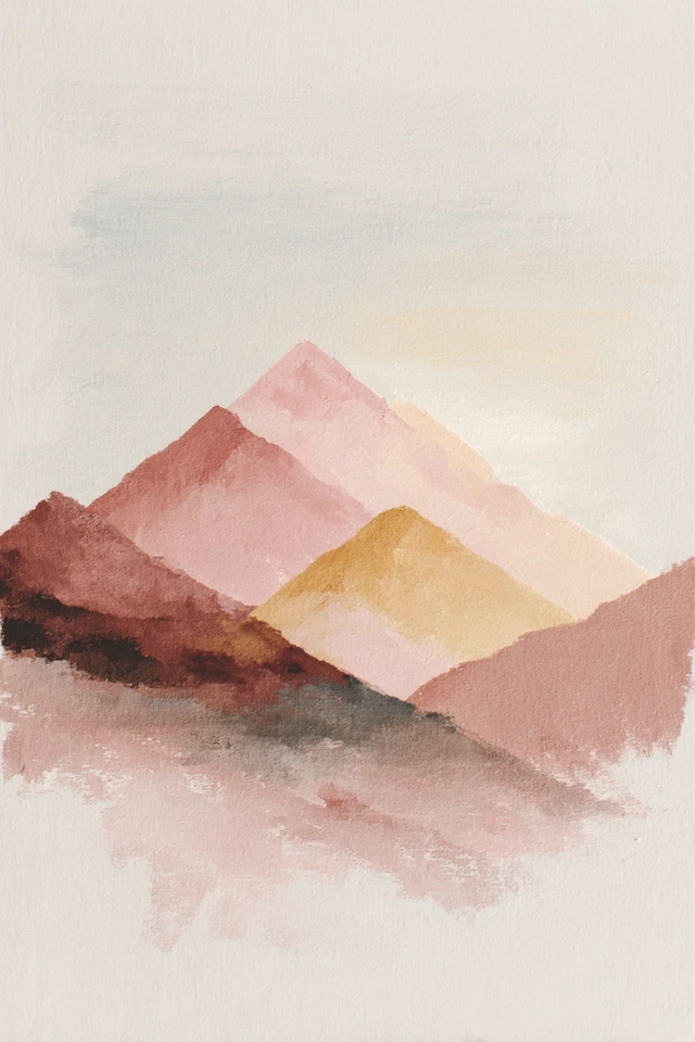 Boho Mountain Landscape Gouache Art