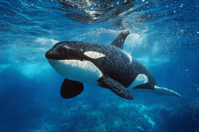 Orca Whale Swimming Underwater Beautiful Marine Life