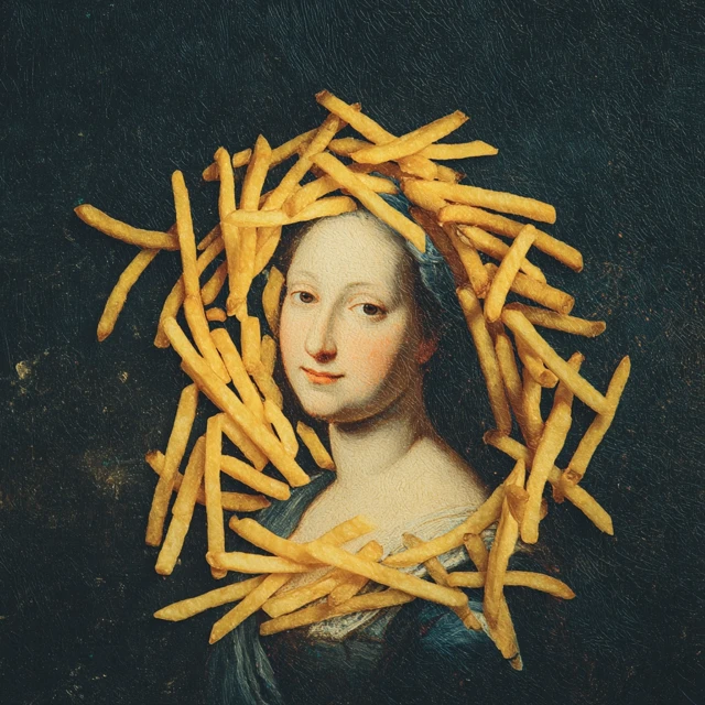 French Fries Painting Classic Art Food Fusion