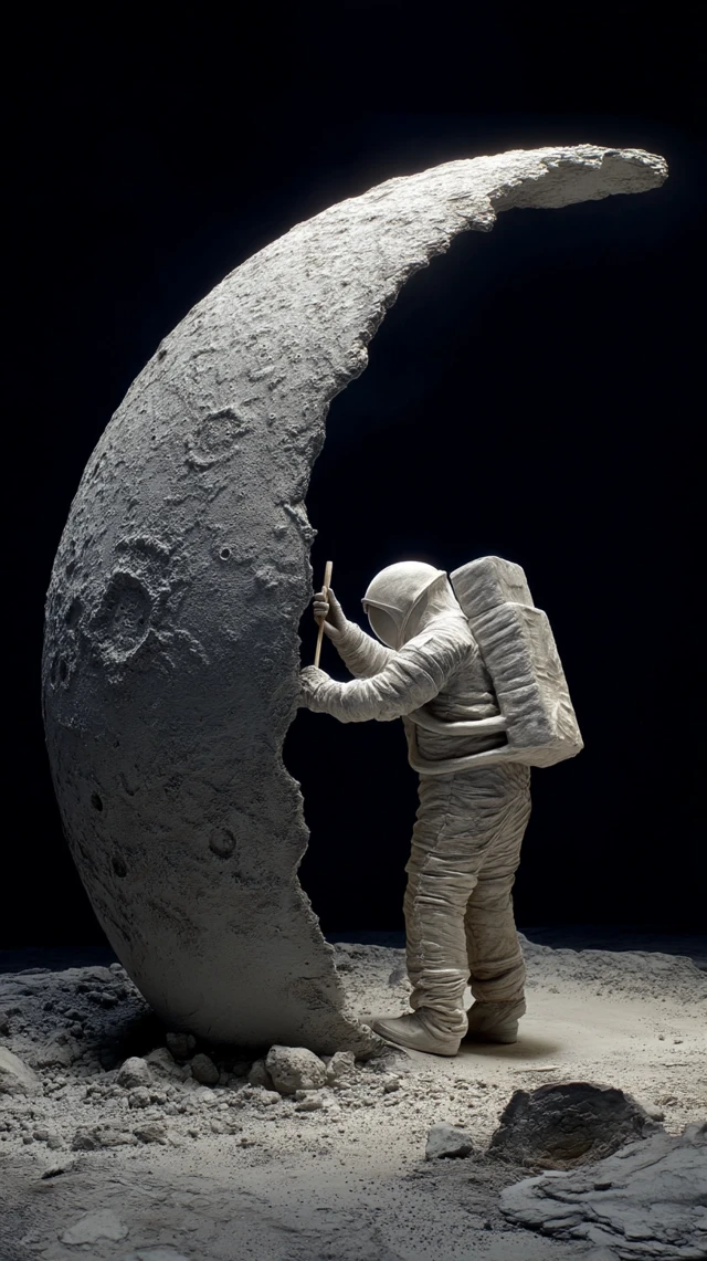 Astronaut Sculpting the Moon