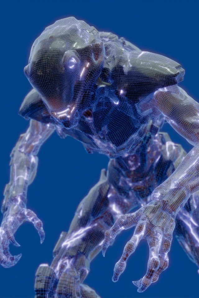 Futuristic Spider Creature with Exosuit 3D Render