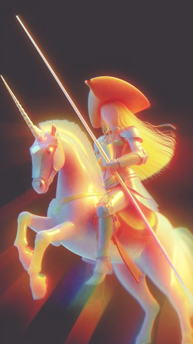 Fantasy Unicorn Rider Illustration Semi Realistic Style