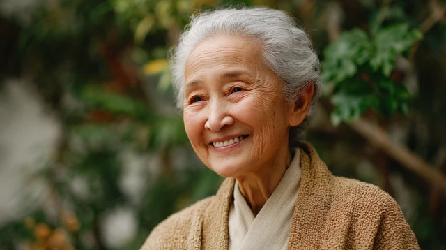 Smiling Elderly Asian Woman Photography Portrait