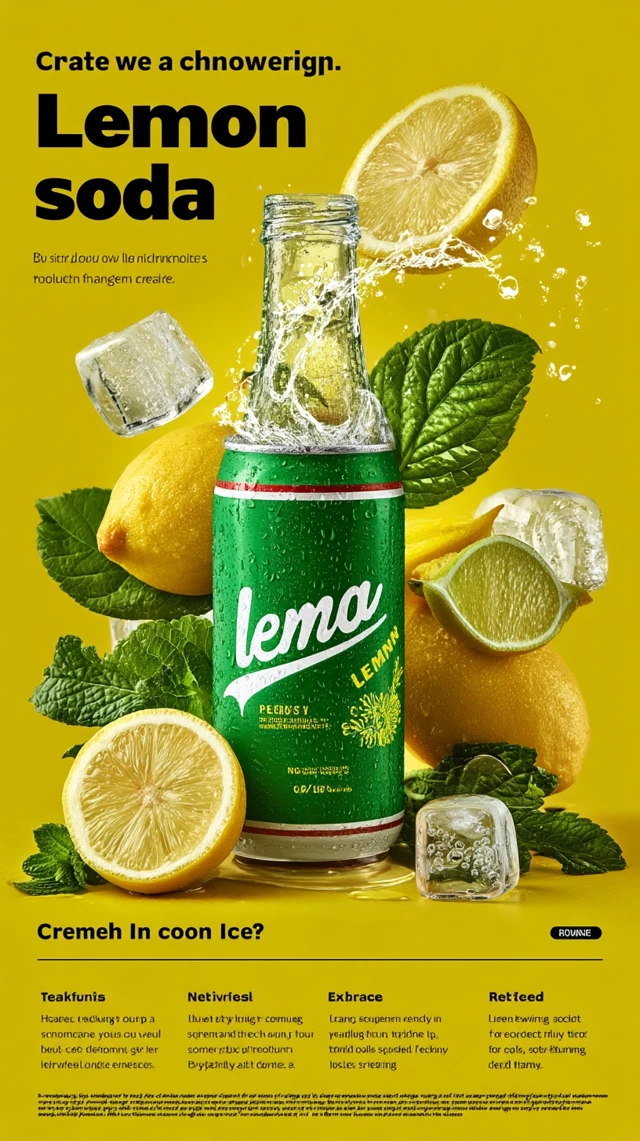 Lemon Soda Refreshing Poster Design