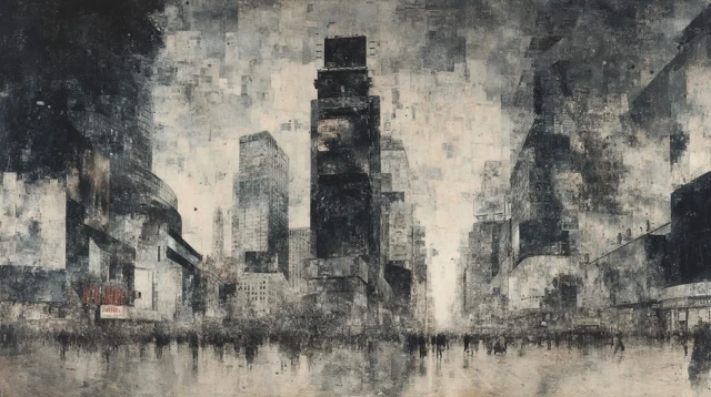 High Tech Cityscape Architecture Collodion Print