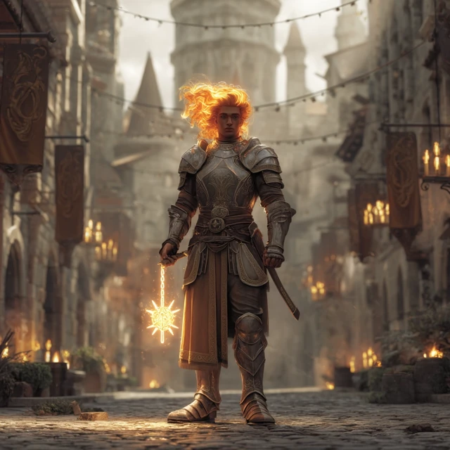 Fire Genasi Protector of a Medieval City