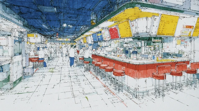Tokyo Noodle Bar at Night Illustration