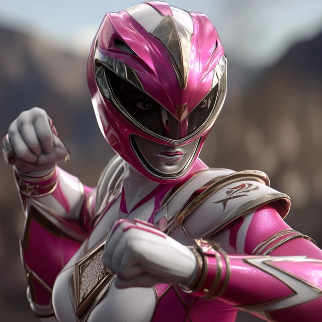Pink Power Ranger Hyper Realistic Image