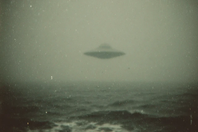 Flying Saucer Over Ocean Melancholic 1960s Film